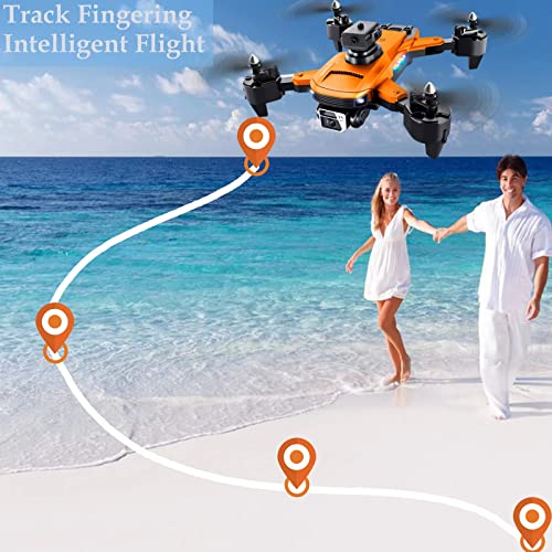 Drone with Camera for Adults 4K, S99 UHD Mini RC Quadcopter Drones for Kids Toy Gifts, WIFI FPV Whoop for Boys Girls, Small Foldable Sky Quad with Live Video, Waypoint Fly, Auto Hover, Gesture and Gravity Control, Emergency Stop, Fly 54 Mins(Orange)