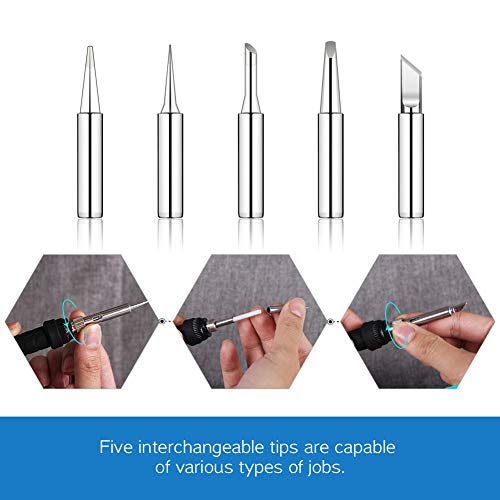 LDK Soldering Iron Kit Electric 60W 110V Adjustable Temperature Soldering Gun Welding Tools, 5pcs Replacement Tips and Solder Wire Tube (Basic)