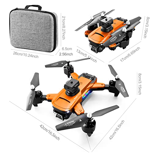 Drone with Camera for Adults 4K, S99 UHD Mini RC Quadcopter Drones for Kids Toy Gifts, WIFI FPV Whoop for Boys Girls, Small Foldable Sky Quad with Live Video, Waypoint Fly, Auto Hover, Gesture and Gravity Control, Emergency Stop, Fly 54 Mins(Orange)