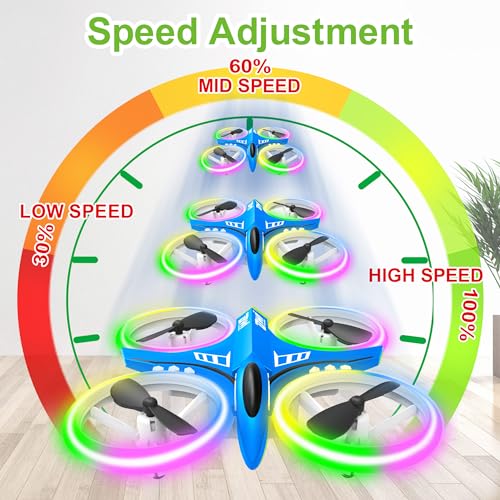 Dwi Dowellin Mini Drone for Kids Crash Proof LED Night Lights One Key Take Off Landing Flips RC Remote Control Small Flying Toys Drones for Beginners Boys and Girls Adults Nano Quadcopter, Blue