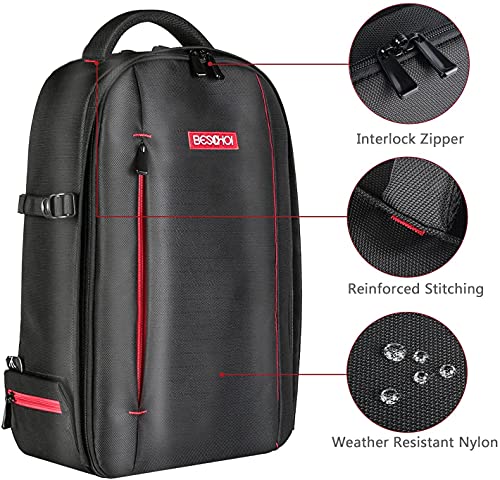Beschoi DSLR Camera Backpack Waterproof Camera Bag for SLR/DSLR Camera, Lens and Accessories, Black (Large)