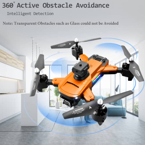 Drone with Camera for Adults 4K, S99 UHD Mini RC Quadcopter Drones for Kids Toy Gifts, WIFI FPV Whoop for Boys Girls, Small Foldable Sky Quad with Live Video, Waypoint Fly, Auto Hover, Gesture and Gravity Control, Emergency Stop, Fly 54 Mins(Orange)