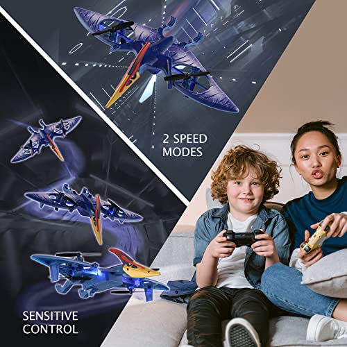 Pterosaur Dinosaur Toys Drone for Kids - Indoor Quadcopter with Altitude Hold, Headless Mode, LED Light One Key Start Speed Adjustment, Toys for 8 9 10 11 12 Year Old Boys&Girls, Birthday, Christmas Gifts (Blue)