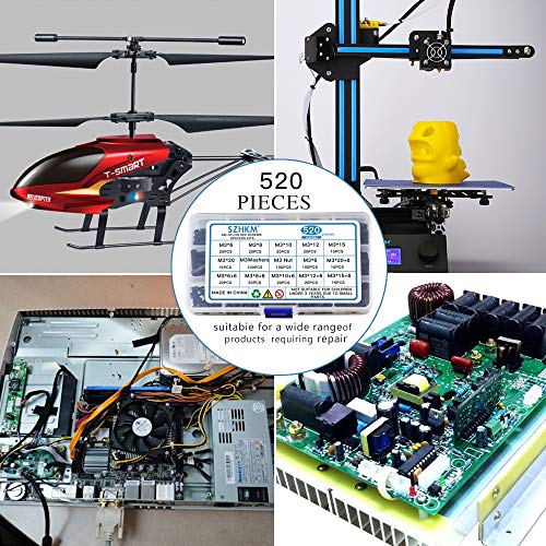 SZHKM 520pcs M3 Nylon Standoffs Kit Male Female Threaded Hex Standoff Motherboard Standoffs Nylon Black Circuit Board Standoffs Mounting Hardware Spacer Assortment (NL3-08, Black)