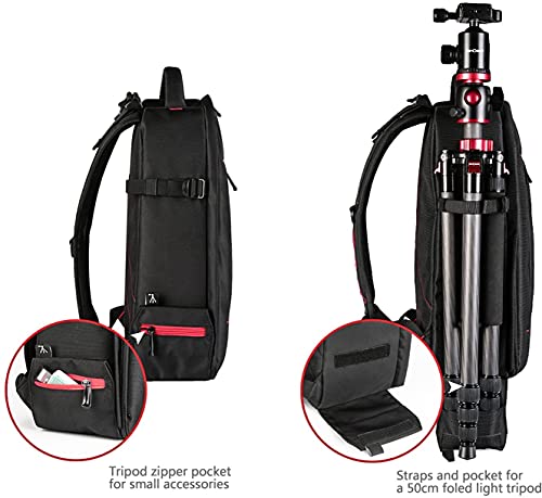 Beschoi DSLR Camera Backpack Waterproof Camera Bag for SLR/DSLR Camera, Lens and Accessories, Black (Large)