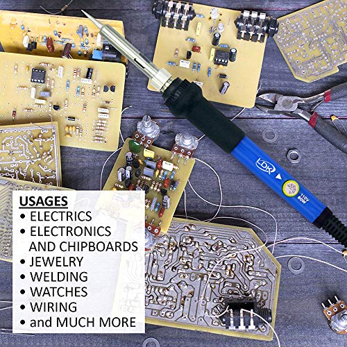 LDK Soldering Iron Kit Electric 60W 110V Adjustable Temperature Soldering Gun Welding Tools, 5pcs Replacement Tips and Solder Wire Tube (Basic)