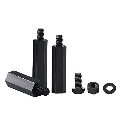 SZHKM 520pcs M3 Nylon Standoffs Kit Male Female Threaded Hex Standoff Motherboard Standoffs Nylon Black Circuit Board Standoffs Mounting Hardware Spacer Assortment (NL3-08, Black)