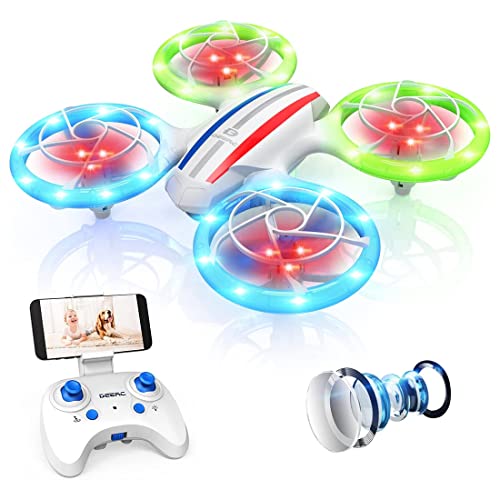 DEERC Mini Drone for Kids Adults Beginners with 720P HD FPV WiFi Camera, D23 LED Nano Hobby RC Quadcopter with Five Light Modes, Altitude Hold, Headless Mode, 3 Speed Modes, 360Â° Flip, 2 Batteries