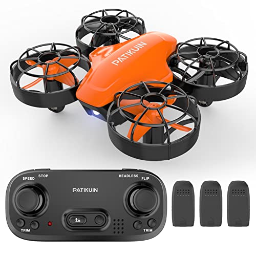 Patikuin Mini Drone for Kids and Beginners, Small Remote Control Quadcopter with 21 Mins Flight Time, Kids drone with Headless Mode, 3D Flip, Circle Fly, Emergency Stop, Great Indoor RC Pocket Helicopter Christmas Gift for Boys and Girl (Orange)