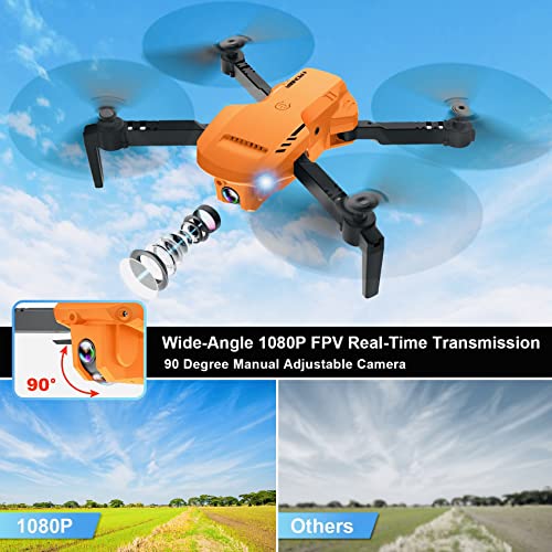 RADCLO Drones for Kids and Adults - Drone with camera 1080P HD, FPV Foldable Drone with Carrying Case, 2 Batteries, 90Â° Adjustable Lens, One Key Take Off/Land, Altitude Hold, 360Â° Flip, Toys Gifts