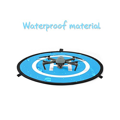 Drone Landing Pad with 3 Pcs LED Litghts, Collapsible Blue Orange Double-Sided Available Waterproof Landing Pads for RC Drones Helicopter(55cm/21'')
