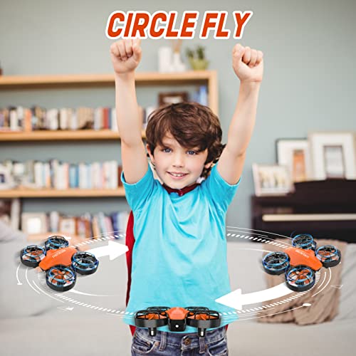 Patikuin Mini Drone for Kids and Beginners, Small Remote Control Quadcopter with 21 Mins Flight Time, Kids drone with Headless Mode, 3D Flip, Circle Fly, Emergency Stop, Great Indoor RC Pocket Helicopter Christmas Gift for Boys and Girl (Orange)