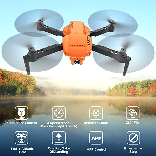 RADCLO Drones for Kids and Adults - Drone with camera 1080P HD, FPV Foldable Drone with Carrying Case, 2 Batteries, 90Â° Adjustable Lens, One Key Take Off/Land, Altitude Hold, 360Â° Flip, Toys Gifts