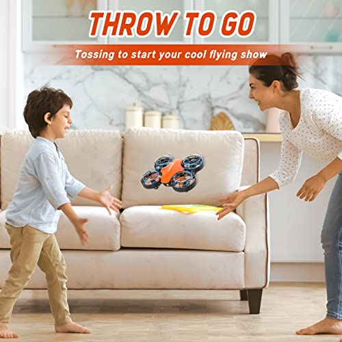Patikuin Mini Drone for Kids and Beginners, Small Remote Control Quadcopter with 21 Mins Flight Time, Kids drone with Headless Mode, 3D Flip, Circle Fly, Emergency Stop, Great Indoor RC Pocket Helicopter Christmas Gift for Boys and Girl (Orange)
