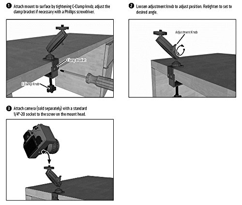 ARKON Heavy Duty Camera Clamp Mount with 1/4 20 Mounting Bolt for Nikon Sony Canon Olympus Panasonic Cameras