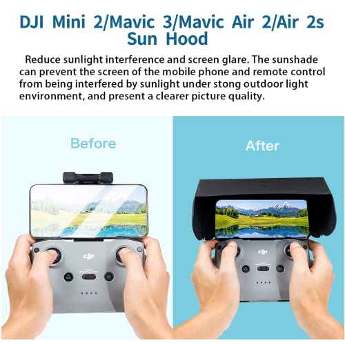 Drone Sun Hood for DJI Mini 2 /Mini 3 Pro/Mavic 3/ Mavic Air 2/Air 2S,Magnetic Mobile Phone Sunshadeï¼Support 4.4-7.1 in Smartphone Screenï¼DJI Drone Accessories