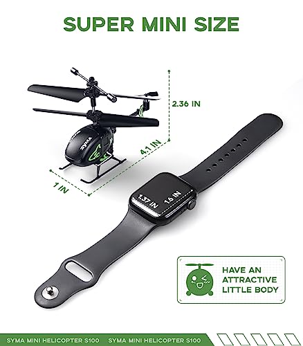 Mini Helicopter,SYMA S100 Cute Super Smaller Aircraft Indoor RC Helicopter with Altitude Hold, LED Lights, Extended Flying Range Remote Control Toy for Adults and Kids, Rechargeable Battery