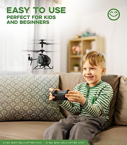 Mini Helicopter,SYMA S100 Cute Super Smaller Aircraft Indoor RC Helicopter with Altitude Hold, LED Lights, Extended Flying Range Remote Control Toy for Adults and Kids, Rechargeable Battery