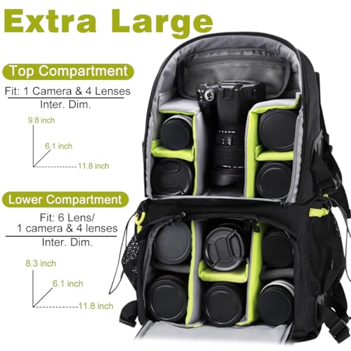 Endurax Extra Large Camera DSLR/SLR Backpack for Outdoor Hiking Trekking with 15.6 Laptop Compartment