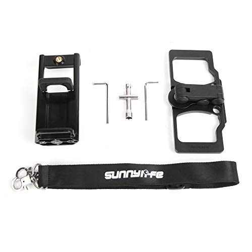 RC GearPro Foldable Aluminum Alloy Remote Control Monitor Holder Phone Tablet Monitor Screen Holder Bracket Mount Clip for Mavic PRO/Mavic AIR/Mavic Air 2/Spark CrystalSky Monitor (Black)