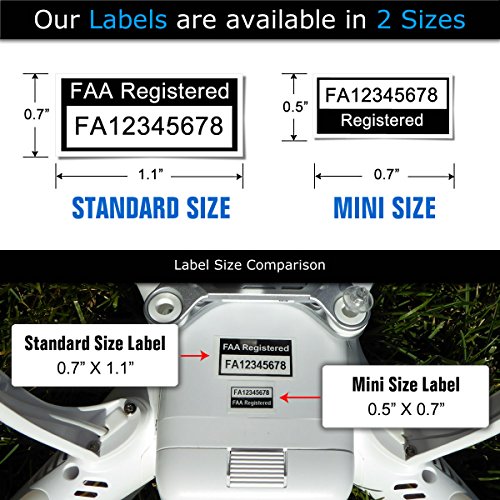 FAA Drone Registration Labels (2 Sets of 3) - 2 Size Options, 3 Color Options