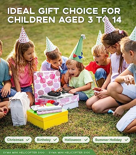 Mini Helicopter,SYMA S100 Cute Super Smaller Aircraft Indoor RC Helicopter with Altitude Hold, LED Lights, Extended Flying Range Remote Control Toy for Adults and Kids, Rechargeable Battery