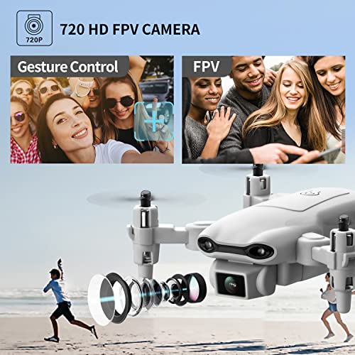 4DV9 Mini Drone for Kids with 720P HD Camera FPV Live Video RC Quadcopter Helicopter for Adults beginners Toys Gifts,Altitude Hold, Waypoints Functions,One Key Start,3D Flips,3 Batteries ,Grayã