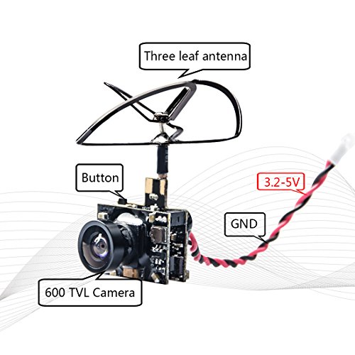 Wolfwhoop WT02 600TVL Ultra Micro AIO Camera and 200mW 5.8GHz Video Transmitter with Clover Antenna for FPV Indoor Racing