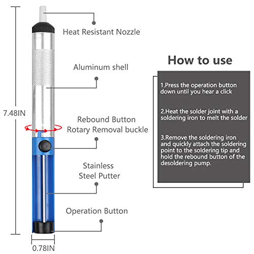 Vastar Soldering Iron Kit, Full Set 60W 110V Soldering Welding Iron Kit - Adjustable Temperature, 5pcs Different Tips, Desoldering Pump, Stand, Anti-static Tweezers and Additional Solder Tube