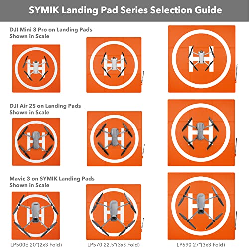 SYMIK LP500E Drone Landing Pad (2x3 fold) Double-Sided Waterproof 20 inch (50cm) Fast-Fold Helipad, Compatible w/DJI Mavic Mini 2, Mavic Air 2, Mavic 2 Pro, Zoom, Mavic Air, Mavic 3, Phantom Series