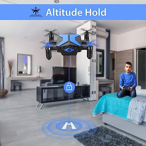 Drone with Camera Drones for Kids Beginners, RC Quadcopter with App FPV Video, Voice Control, Altitude Hold, Headless Mode, Trajectory Flight, Foldable Kids Drone Boys Gifts Girls Toys-Light Blue
