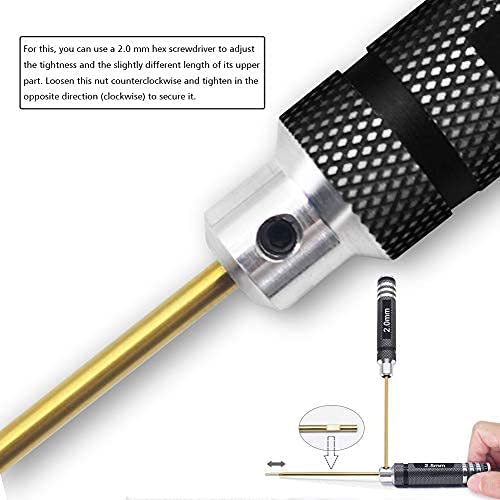 HRB 4pcs 1.5mm 2.0mm 2.5mm 3.0mm Hex Screw Driver Set Titanium Hexagon Screwdriver Wrench Tool Kit for Multi-Axis FPV Racing Drone RC Quadcopter Helicopter Car Models