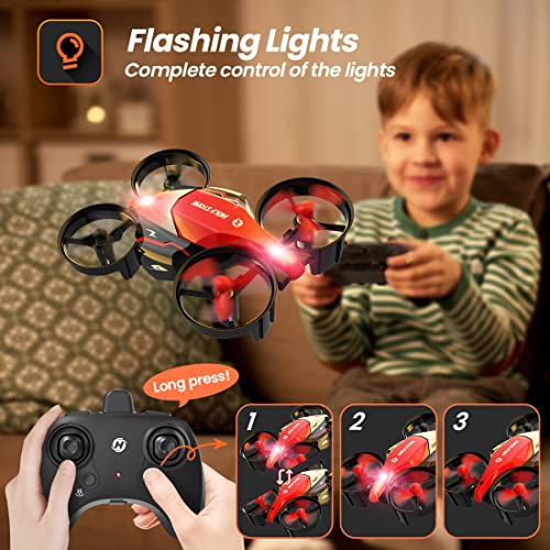 Holy Stone 2 In 1 Small Drone, Red Indoor Mini Drones for Kids RC Quadcopter with Race and Fly Mode, Modular Battery, Altitude Hold, 3D Flip, Headless Mode, Easy to Use, BoyToys Gifts for Girls