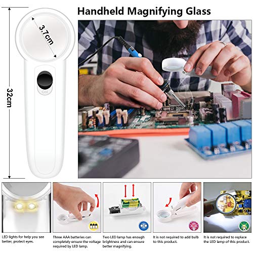 Soldering Iron Kit Electronics, 21-in-1, 60W Adjustable Temperature Soldering Iron, 5pcs Soldering Iron Tips, Soldering Iron Stand, Desoldering Pump, Magnifier, Solder Wire, Tweezer, PU Carry Bag