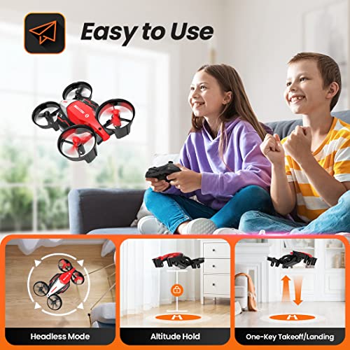 Holy Stone 2 In 1 Small Drone, Red Indoor Mini Drones for Kids RC Quadcopter with Race and Fly Mode, Modular Battery, Altitude Hold, 3D Flip, Headless Mode, Easy to Use, BoyToys Gifts for Girls