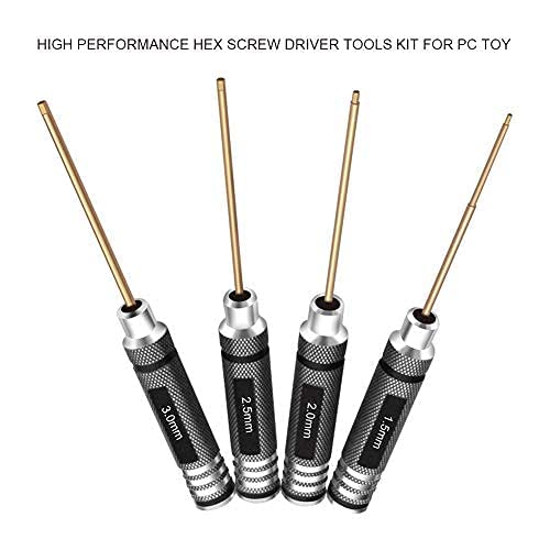 HRB 4pcs 1.5mm 2.0mm 2.5mm 3.0mm Hex Screw Driver Set Titanium Hexagon Screwdriver Wrench Tool Kit for Multi-Axis FPV Racing Drone RC Quadcopter Helicopter Car Models