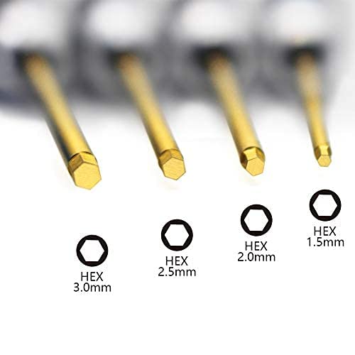 HRB 4pcs 1.5mm 2.0mm 2.5mm 3.0mm Hex Screw Driver Set Titanium Hexagon Screwdriver Wrench Tool Kit for Multi-Axis FPV Racing Drone RC Quadcopter Helicopter Car Models