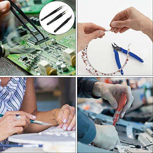 Soldering Iron Kit Electronics, 21-in-1, 60W Adjustable Temperature Soldering Iron, 5pcs Soldering Iron Tips, Soldering Iron Stand, Desoldering Pump, Magnifier, Solder Wire, Tweezer, PU Carry Bag