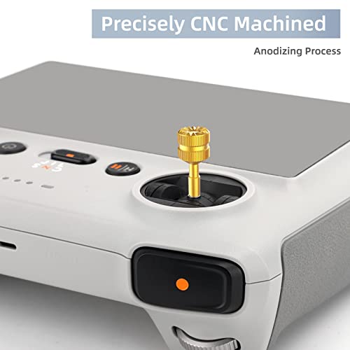Mini 3/Mini 3 Pro Control Sticks for DJI RC Remote Controller Camera Drone Quadcopter Accessories, Aluminum Joystick Thumb Stick Cover Rocker Grips (Gold)
