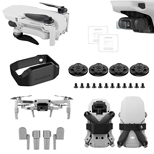 Tineer for DJI Mavic Mini Drone Accessory Kits - Protective Lens Film Foils + Propeller Guard Lock Fixing Paddle Clip + Landing Gear Extended Legs Sets + Upgrade Motor Cover Dust Proof Cap (Black)