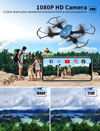 Drones with Camera for Adults/Kids/Beginners - ATTOP Folable 1080P FPV Drone with Camera Gift Ideas Drones for Kids with 1 Key Fly/Land/Return Design Drones for Adults with 360Â° Flips/3 Speeds/55 Yard Flight Range RC Drone with Voice/Gesture/Gravity Cont