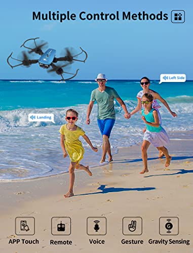 Drones with Camera for Adults/Kids/Beginners - ATTOP Folable 1080P FPV Drone with Camera Gift Ideas Drones for Kids with 1 Key Fly/Land/Return Design Drones for Adults with 360Â° Flips/3 Speeds/55 Yard Flight Range RC Drone with Voice/Gesture/Gravity Cont