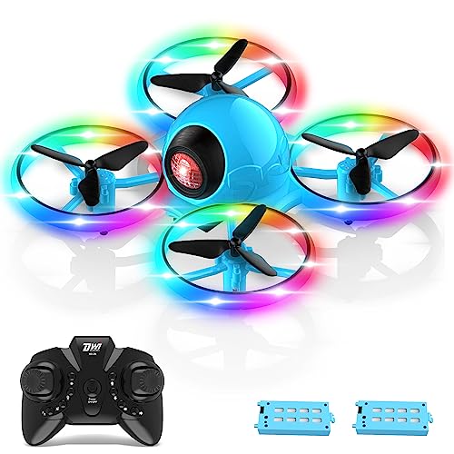 Dwi Dowellin 10 Minutes Long Flight Time Mini Drone for Kids with Blinking Light One Key Take Off Spin Flips Crash Proof RC Nano Quadcopter Toys Drones for Beginners Boys and Girls, Blue