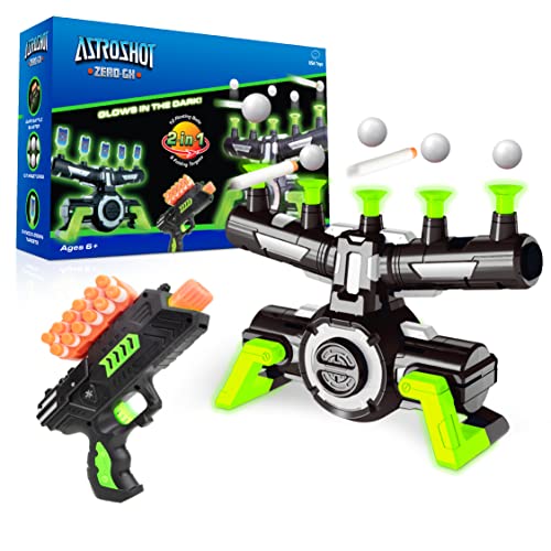 USA Toyz Astroshot Zero GX Glow in The Dark Shooting Games - Target Practice Toys for Boys and Girls with Foam Dart Gun, 10 Floating Ball Targets, and 5 Flip Targets