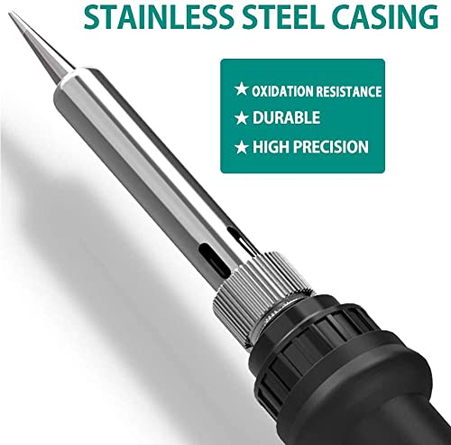 Soldering Iron Kit, [Upgraded] 60W Adjustable Temperature Welding Tool with ON-Off Switch, Rarlight 9-in-1 Soldering Kits, 5pcs Soldering Iron Tips, Solder Wire, Y Type Soldering Iron Stand (Blue)