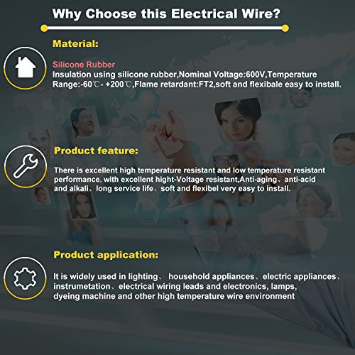 Electrical Wire 16 AWG 16 Gauge Silicone Wire Hook Up Wire Cable 20 Feet [10 ft Black and 10 ft Red] - Soft and Flexible 252 Strands 0.08mm of Tinned Copper Wire High Temperature Resistance (16AWG)