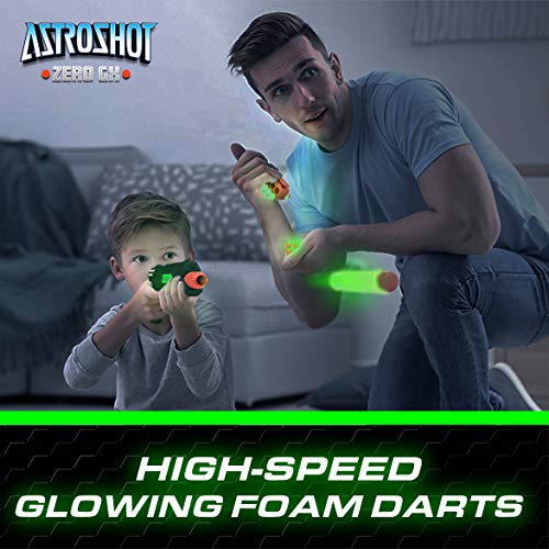 USA Toyz Astroshot Zero GX Glow in The Dark Shooting Games - Target Practice Toys for Boys and Girls with Foam Dart Gun, 10 Floating Ball Targets, and 5 Flip Targets