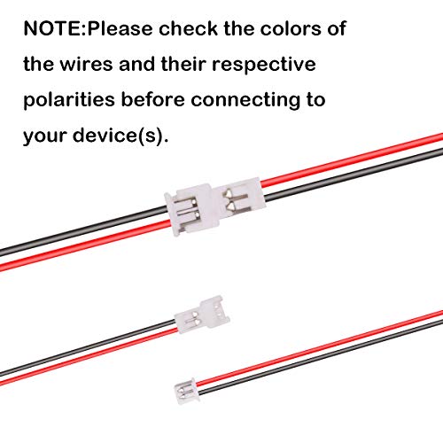 smseace 25pair 26AWG JST 1.25mm 2pin Wire Connectors 100mm cable for indoor 3D plane twinkle light LED belt light sm connections JST-1.25mm-25