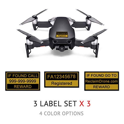 Mavic AIR - Onyx Black - Drone Labels (3 Sets of 3) Customized - 2 Sizes, 4 Color Options
