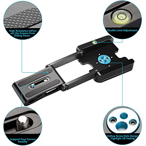 Neewer Z Flex Tilt Ball Head with Quick Shoe QR Plate Bracket for Camera Aluminium Alloy with Bubble Level for Canon Nikon Sony Camcorder Tripod Guide Slide